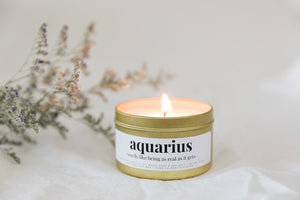 Aquarius zodiac candle