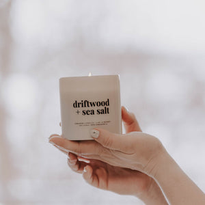 driftwood sea salt scented soy candle