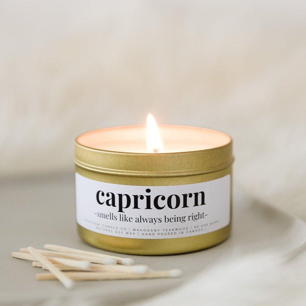 Burning Terradomi Capricorn candle from astrology signs collection