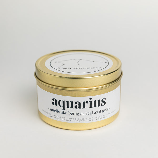 Aquarius zodiac sign candle 
