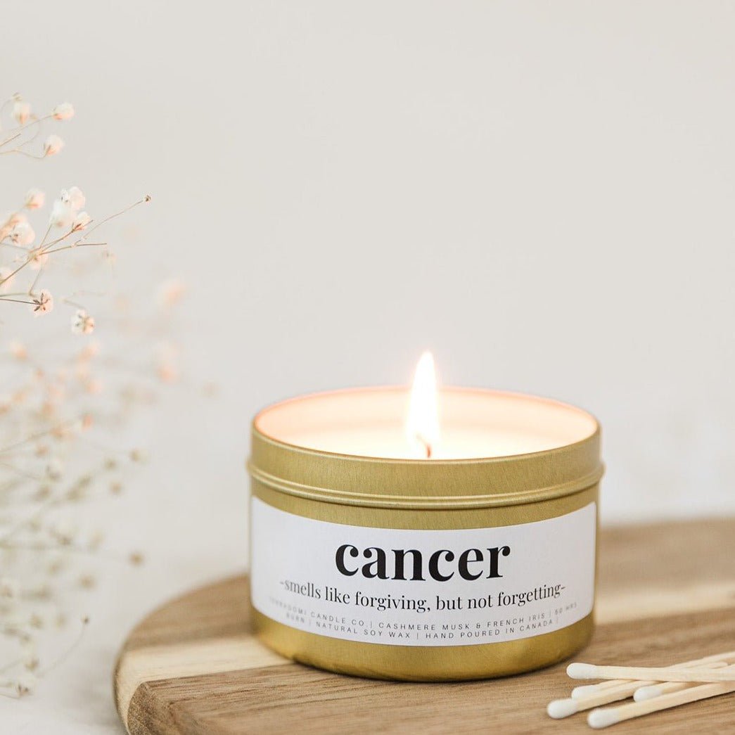 Burning Terradomi cancer candle from zodiac sign collection 